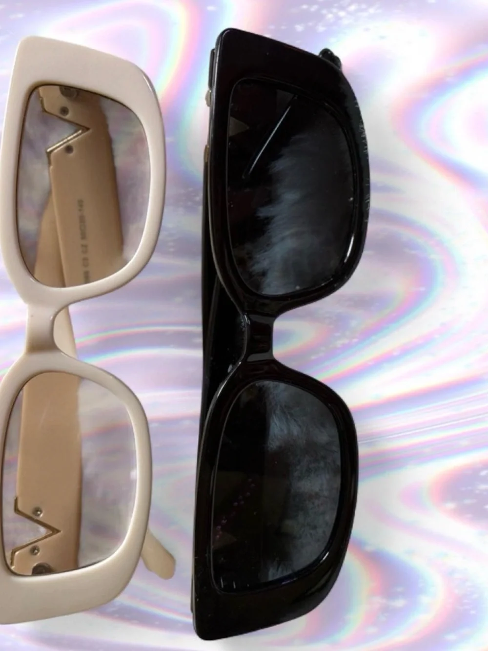 Black & Beige Cat-Eye Sunglasses with Gold Accent - Designer Style - 2 PAIRS!